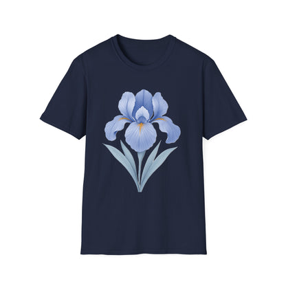 Blue Iris Flower Shirt – Minimal Botanical Floral Graphic T-Shirt