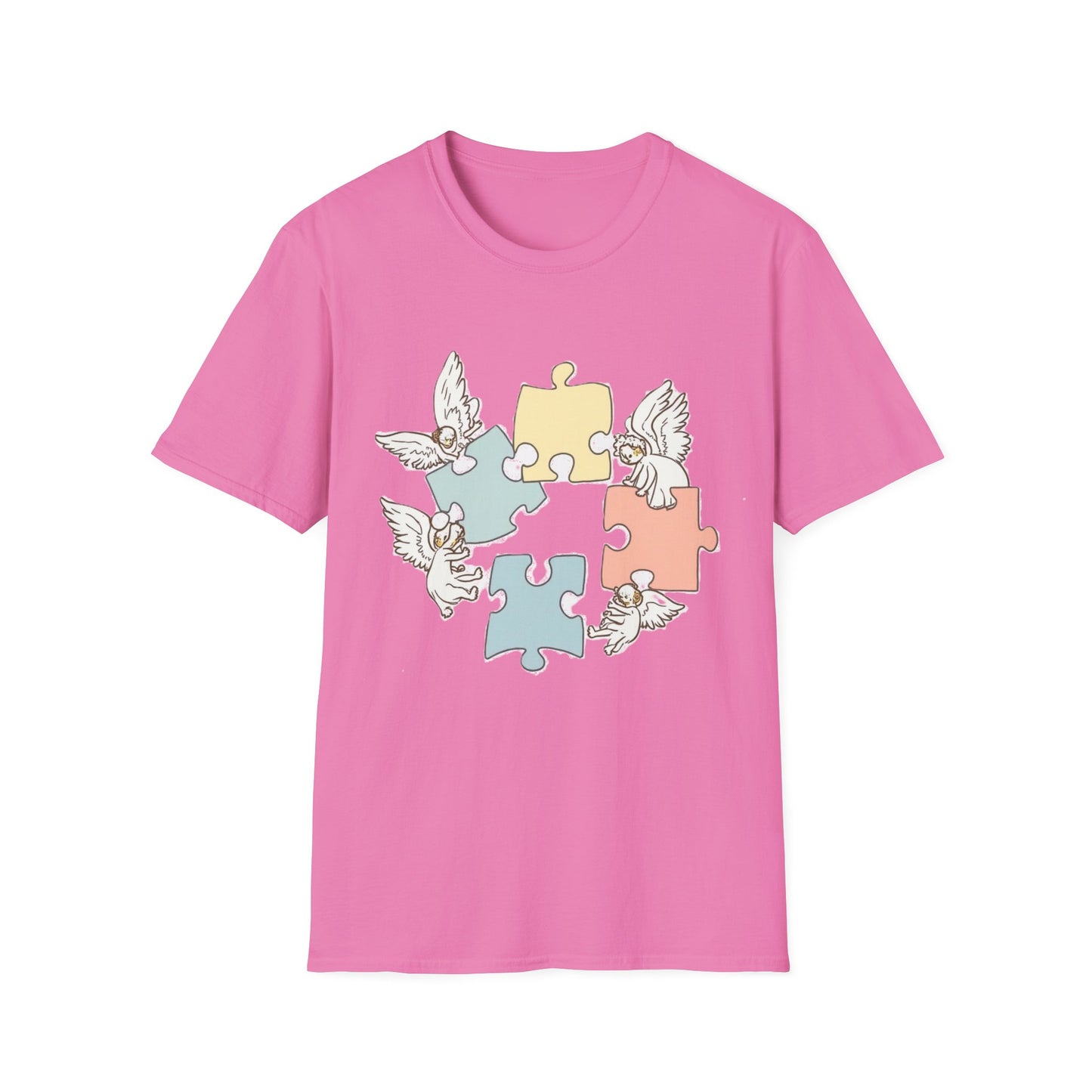 Guardian Angel Autism Awareness T-Shirt | Pastel Puzzle Piece Graphic Tee | Neurodiversity Support Gift for Parents