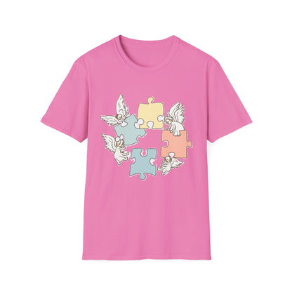 Guardian Angel Autism Awareness T-Shirt | Pastel Puzzle Piece Graphic Tee | Neurodiversity Support Gift for Parents