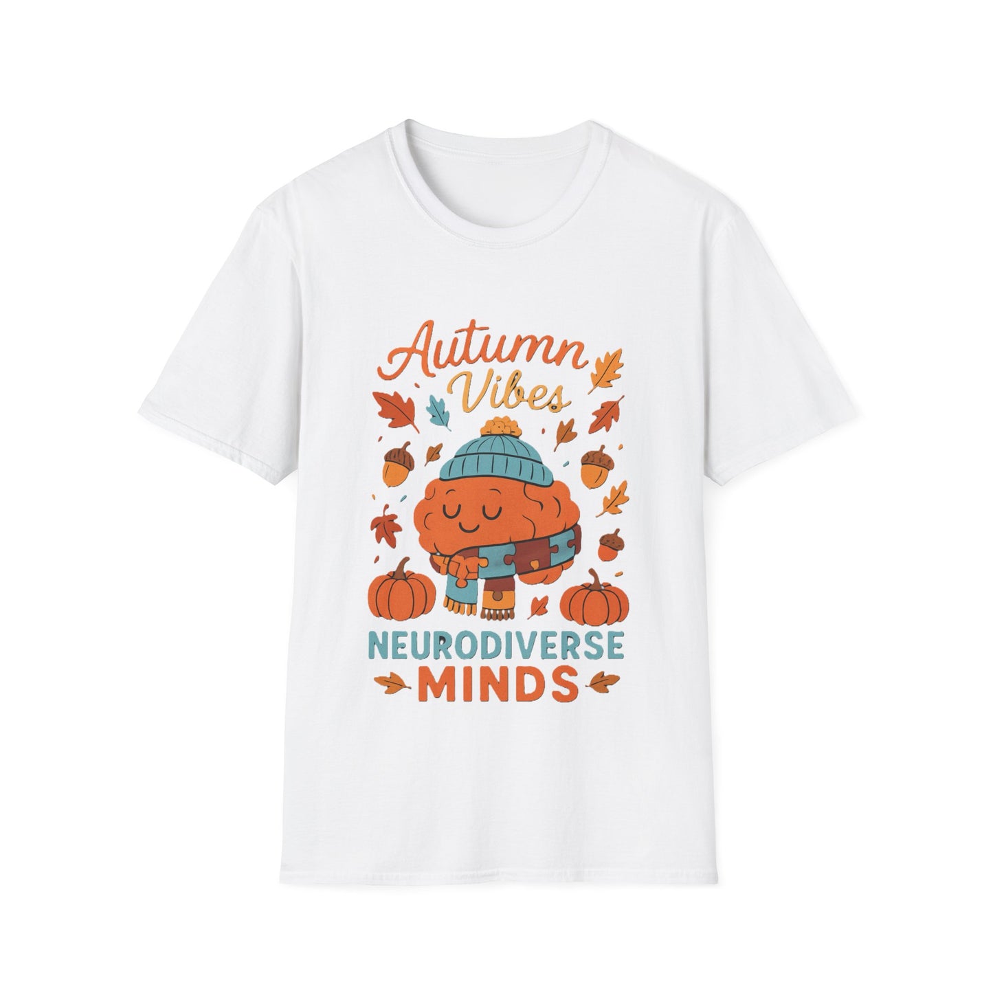 Autumn Vibes Neurodiverse Minds T-Shirt | Fall Brain Awareness Tee | Cozy Neurodivergent Aesthetic Shirt