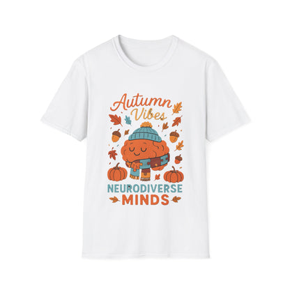 Autumn Vibes Neurodiverse Minds T-Shirt | Fall Brain Awareness Tee | Cozy Neurodivergent Aesthetic Shirt
