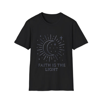 Faith Is the Light Christian T-Shirt – Minimalist Moon Faith Inspirational Shirt