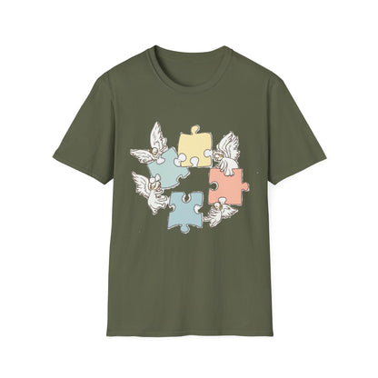 Guardian Angel Autism Awareness T-Shirt | Pastel Puzzle Piece Graphic Tee | Neurodiversity Support Gift for Parents