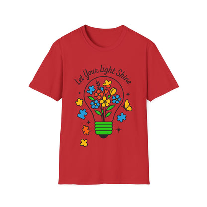 Let Your Light Shine Autism Acceptance T-Shirt – Inspirational Neurodiversity Tee