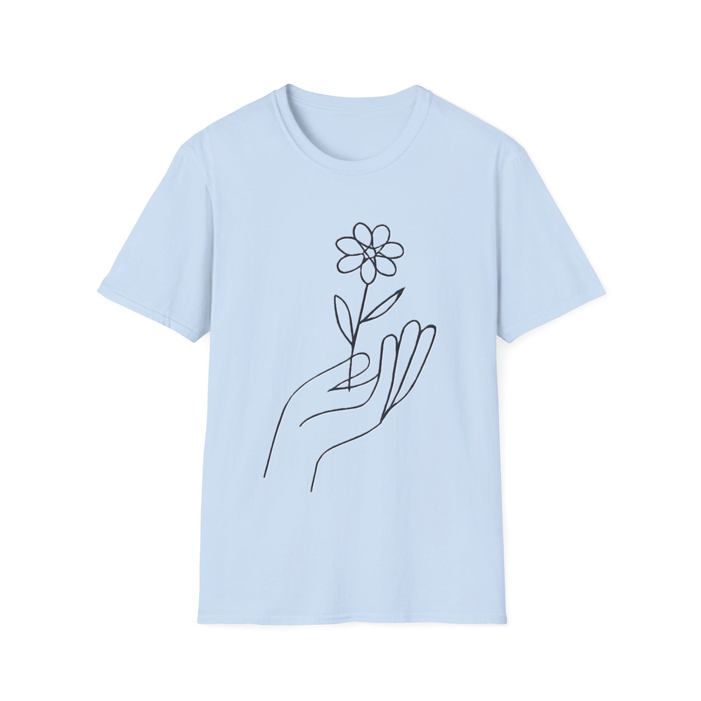 Gentle Care Flower Hand Line Art T-Shirt – Minimalist Kindness Tee  Alt title option: