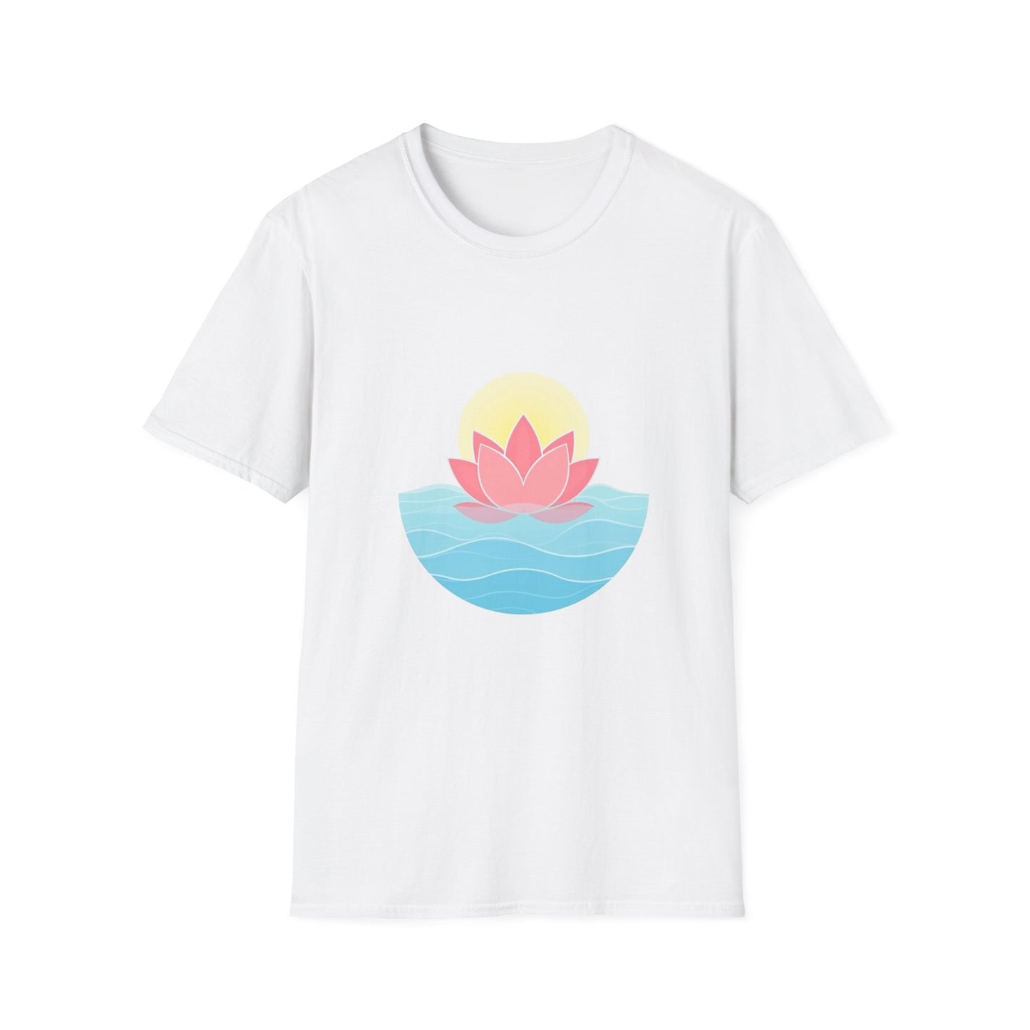 Lotus Flower T-Shirt – Tranquil Design with Water & Sun – Peace & Mindfulness Shirt