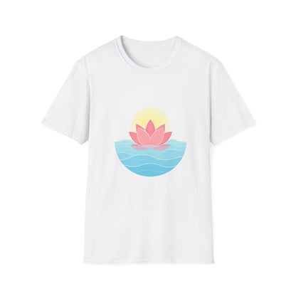 Lotus Flower T-Shirt – Tranquil Design with Water & Sun – Peace & Mindfulness Shirt