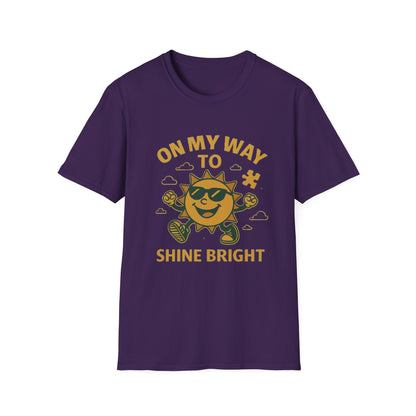 On My Way to Shine Bright Autism Awareness T-Shirt – Motivational Puzzle Piece Design for Neurodiversity and Inclusion