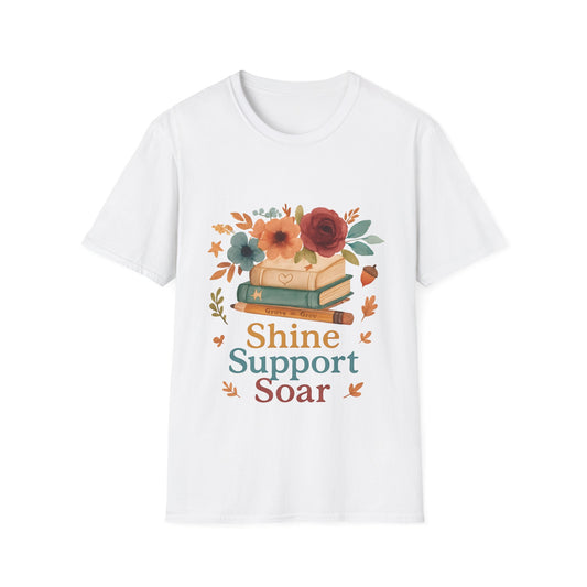 Autumn Blooms & Books T-Shirt - Soft Unisex Tee