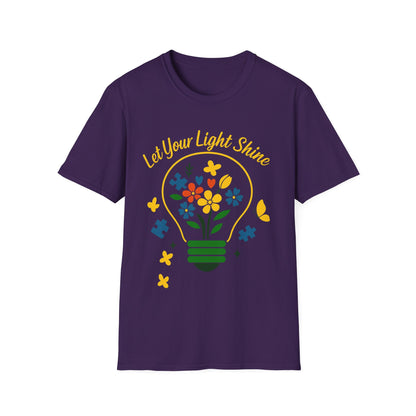Let Your Light Shine Autism Acceptance T-Shirt – Inspirational Neurodiversity Tee