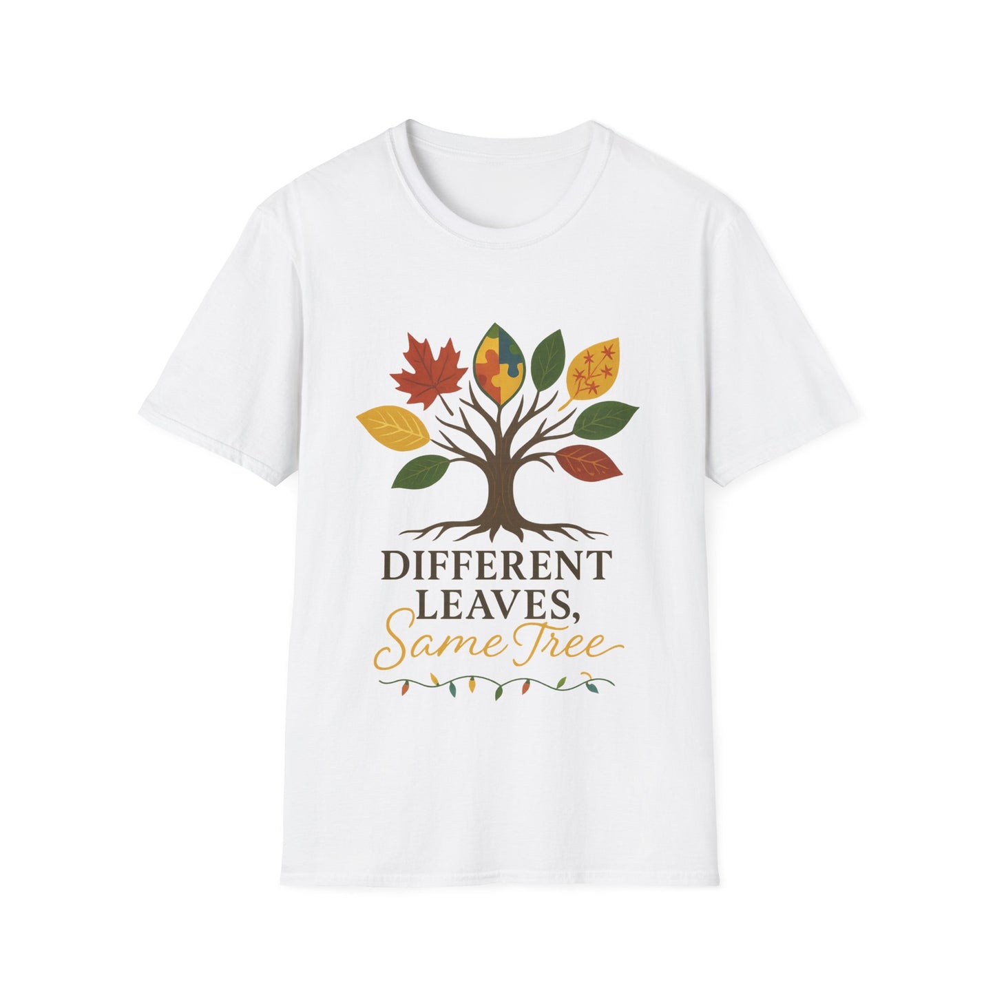 Different Leaves Same Tree T-Shirt | Autism Awareness Inclusion Tee | Neurodiversity Support Tree Graphic Shirt