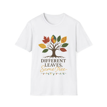 Different Leaves Same Tree T-Shirt | Autism Awareness Inclusion Tee | Neurodiversity Support Tree Graphic Shirt