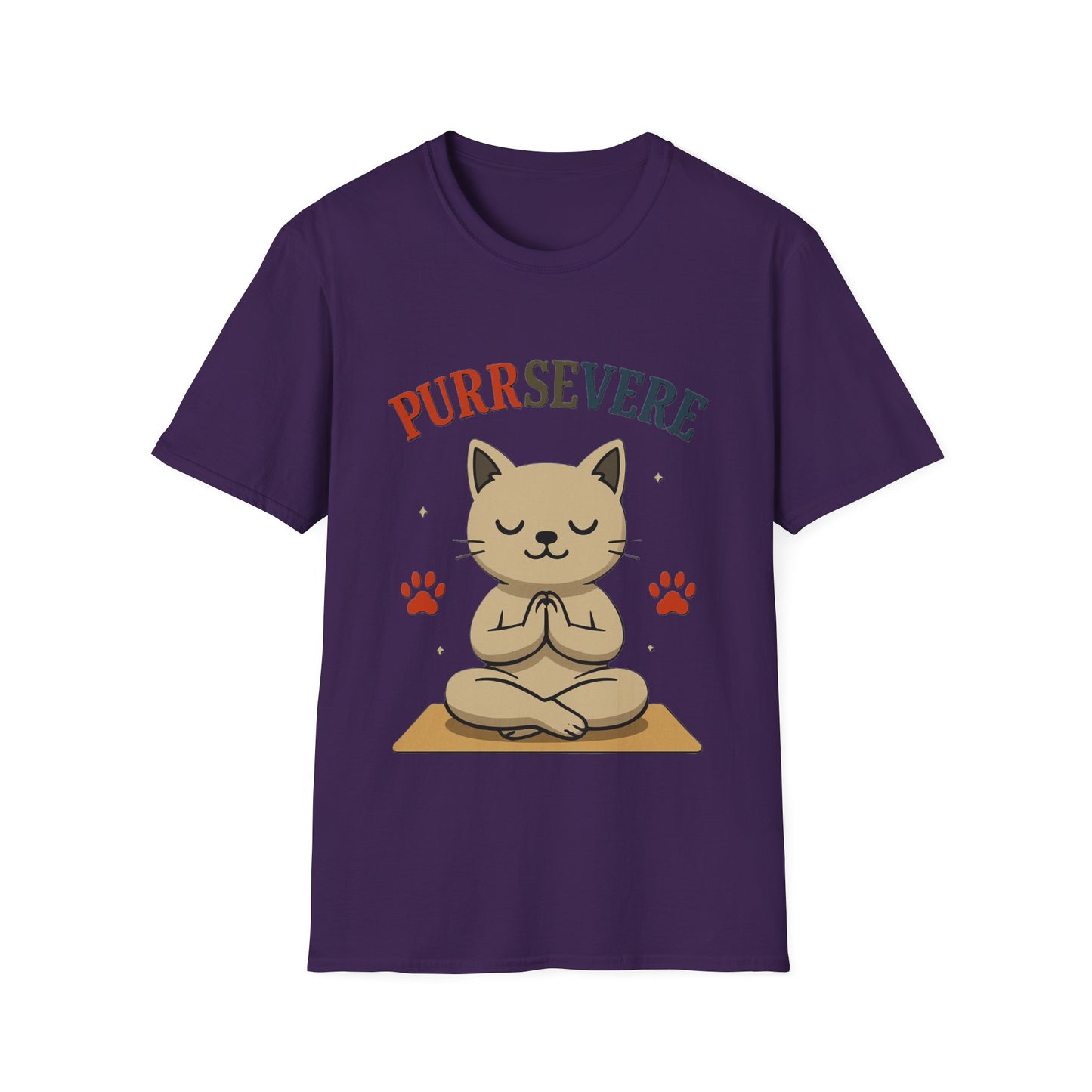 Purrsevere Cat Yoga T-Shirt – Funny Cat Pun Perseverance Tee