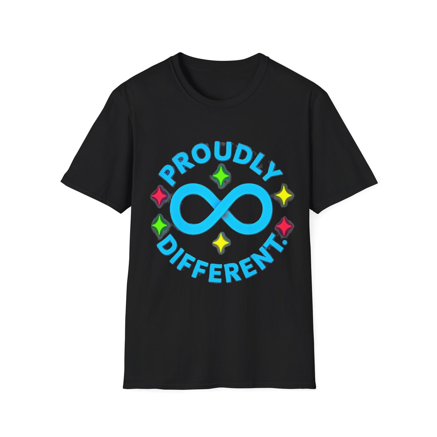Proudly Different T-Shirt – Colorful Infinity Design for Empowerment