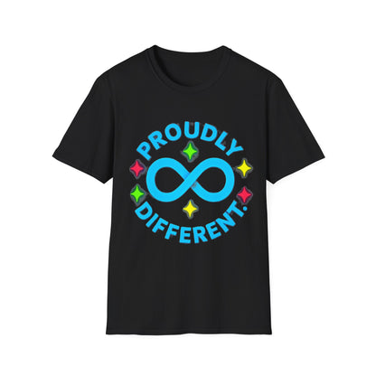 Proudly Different T-Shirt – Colorful Infinity Design for Empowerment