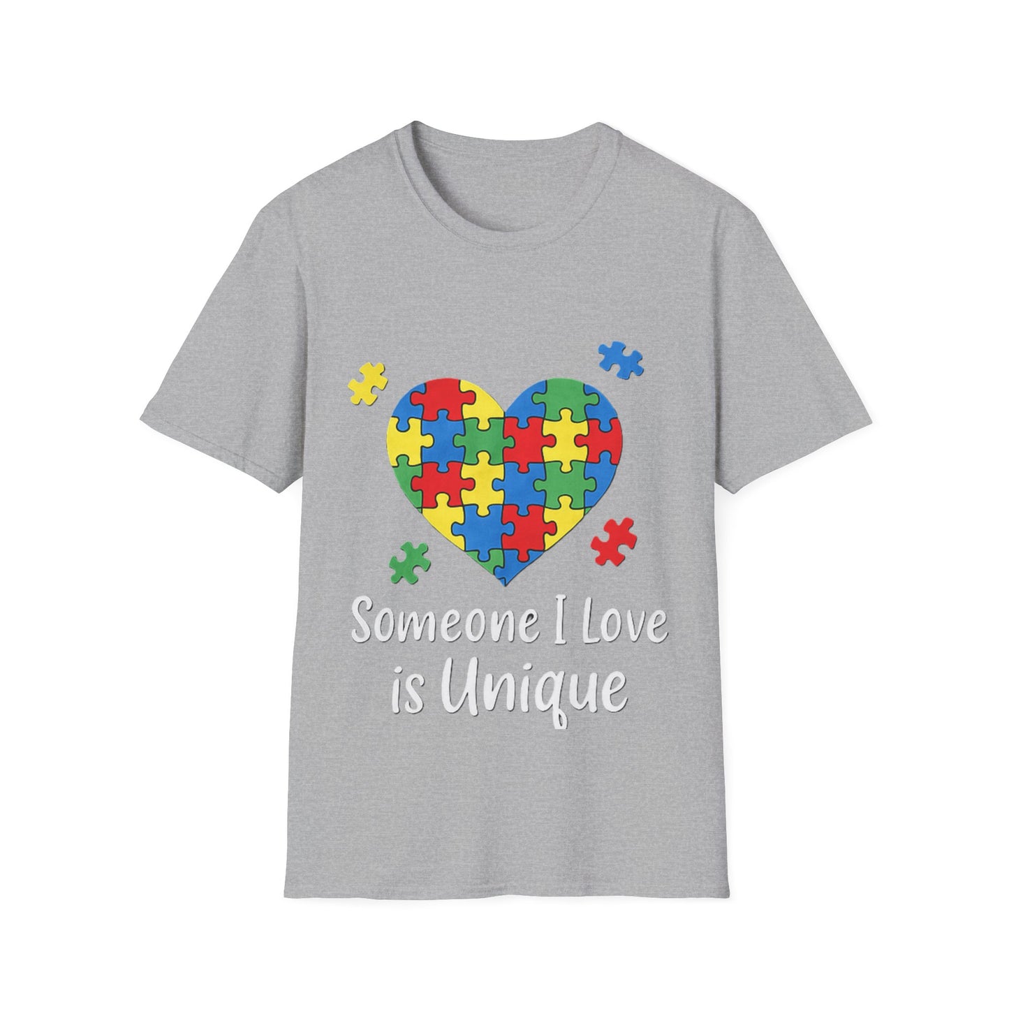 Autism Awareness T-Shirt – Someone I Love Is Unique Puzzle Heart Tee