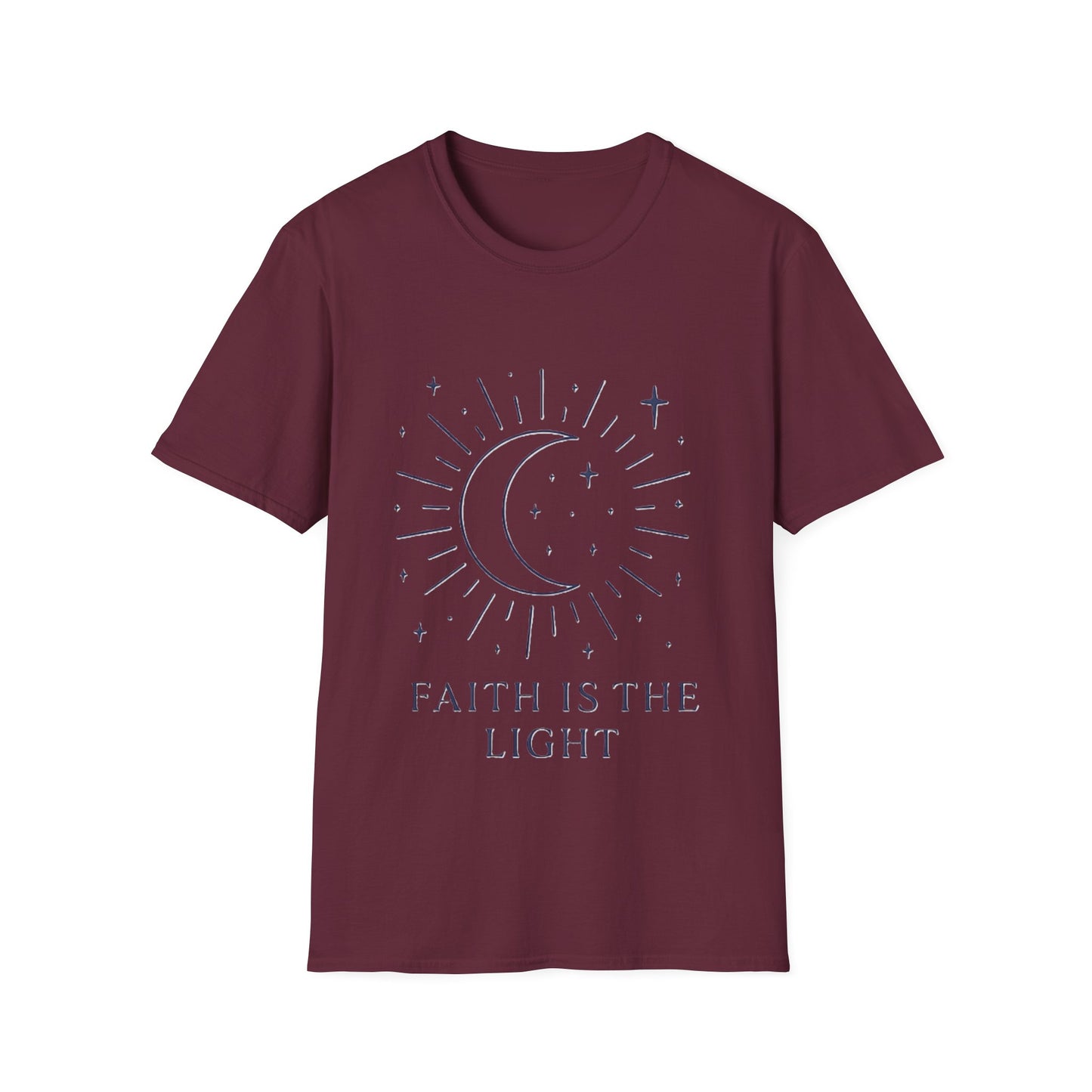 Faith Is the Light Christian T-Shirt – Minimalist Moon Faith Inspirational Shirt