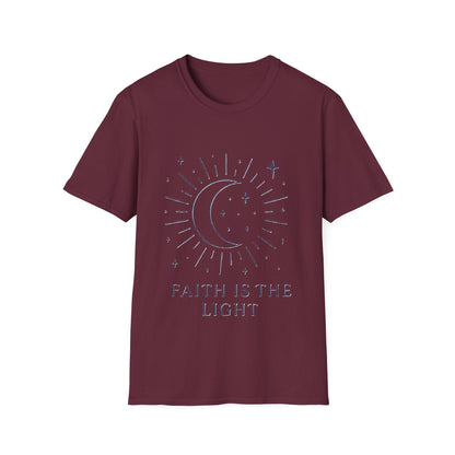 Faith Is the Light Christian T-Shirt – Minimalist Moon Faith Inspirational Shirt