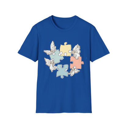 Guardian Angel Autism Awareness T-Shirt | Pastel Puzzle Piece Graphic Tee | Neurodiversity Support Gift for Parents