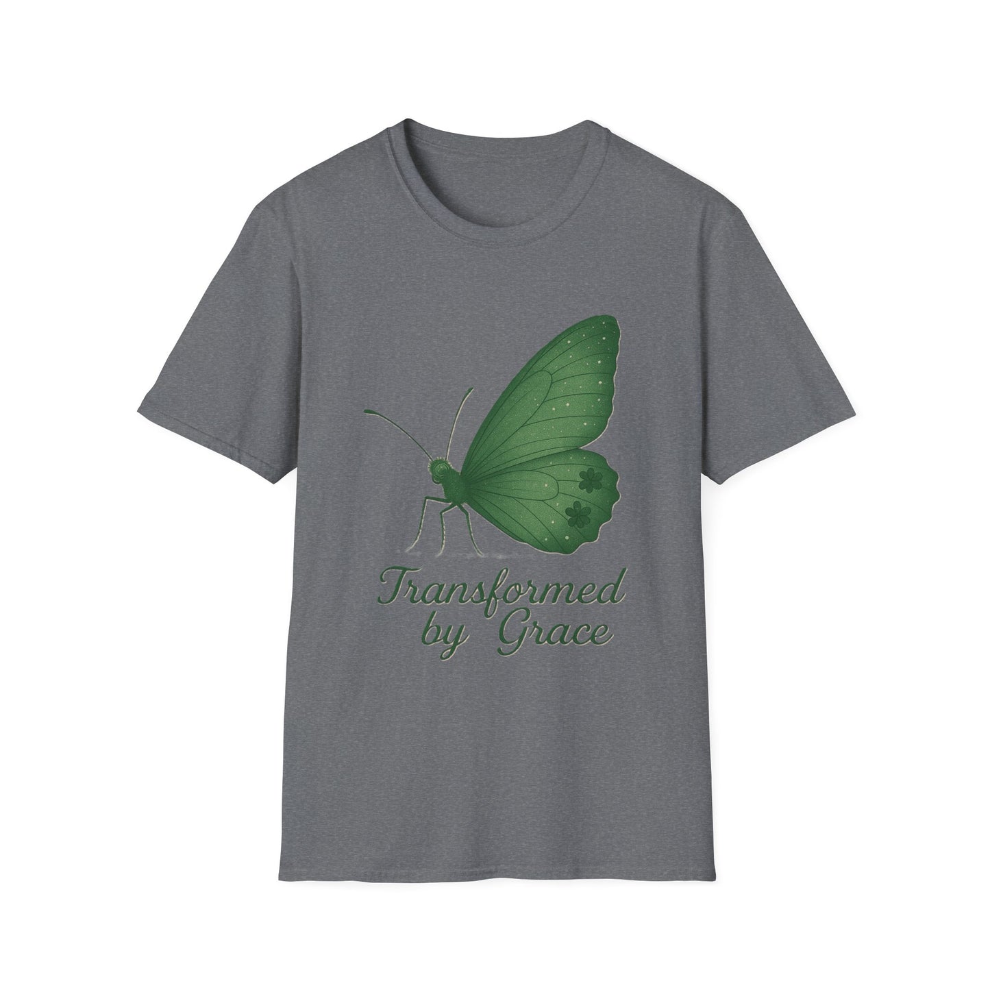 Transformed by Grace Christian T-Shirt – Faith Butterfly Inspirational Tee