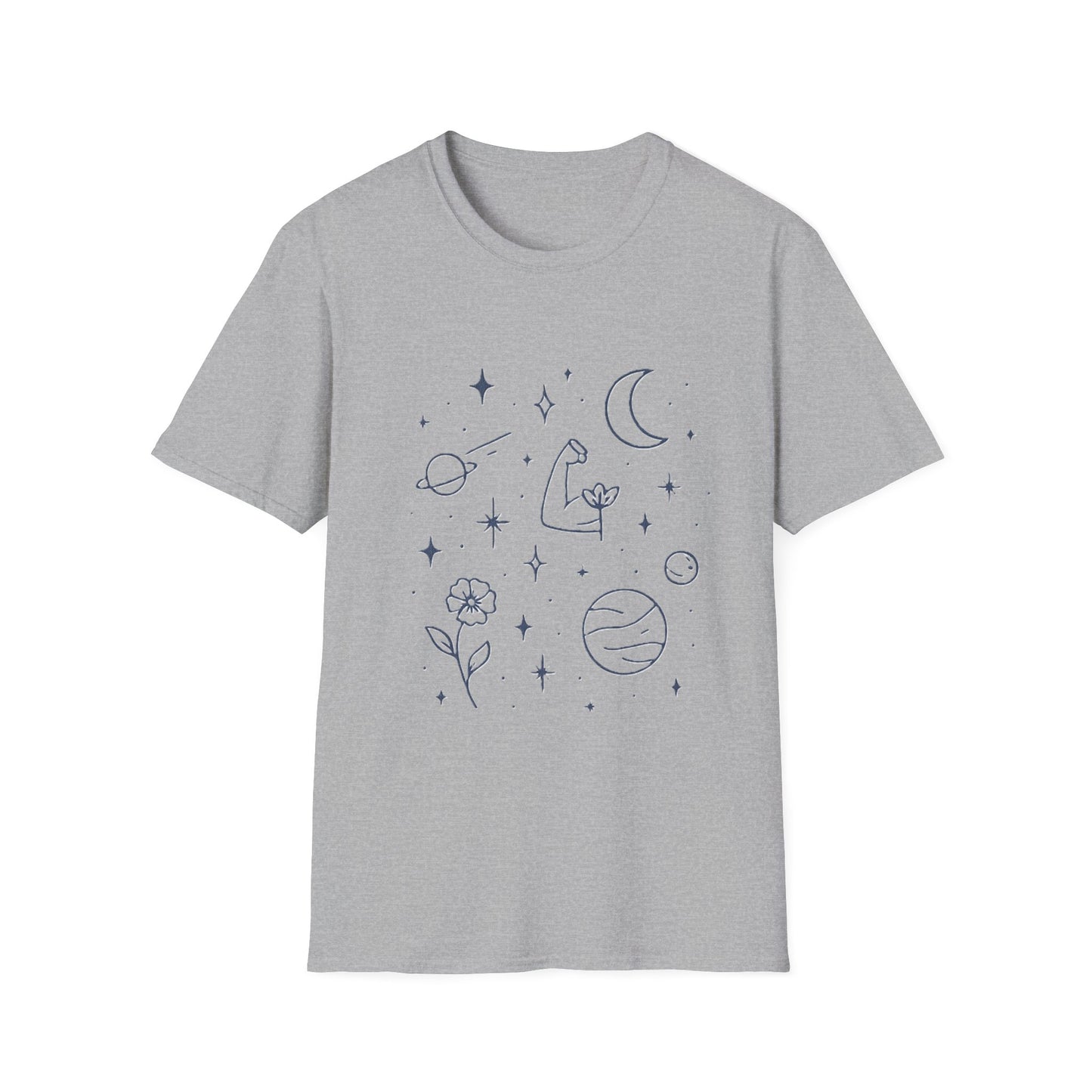 Cosmic Strength Line Art T-Shirt – Feminine Power & Self Growth Tee