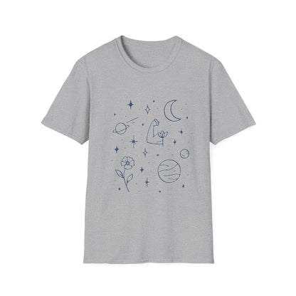 Cosmic Strength Line Art T-Shirt – Feminine Power & Self Growth Tee