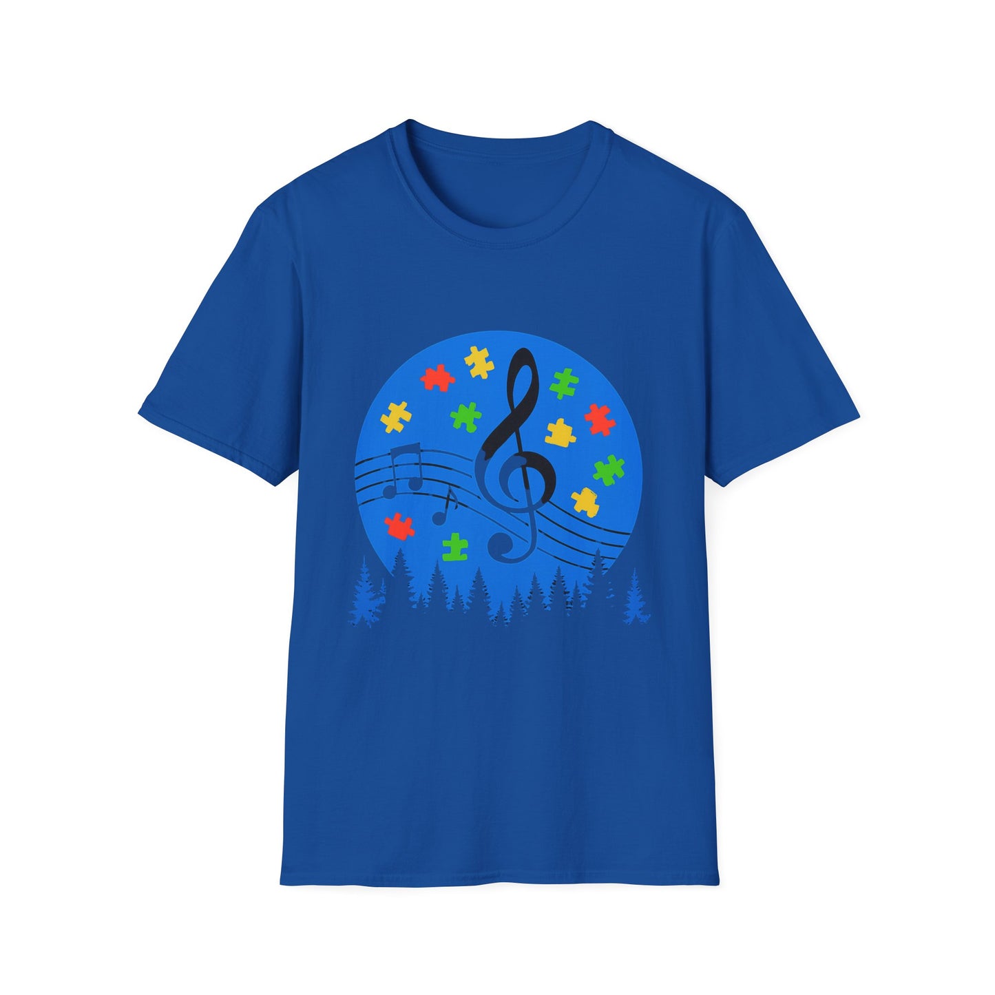 Autism Awareness Music T-Shirt – Puzzle Pieces & Musical Notes Tee