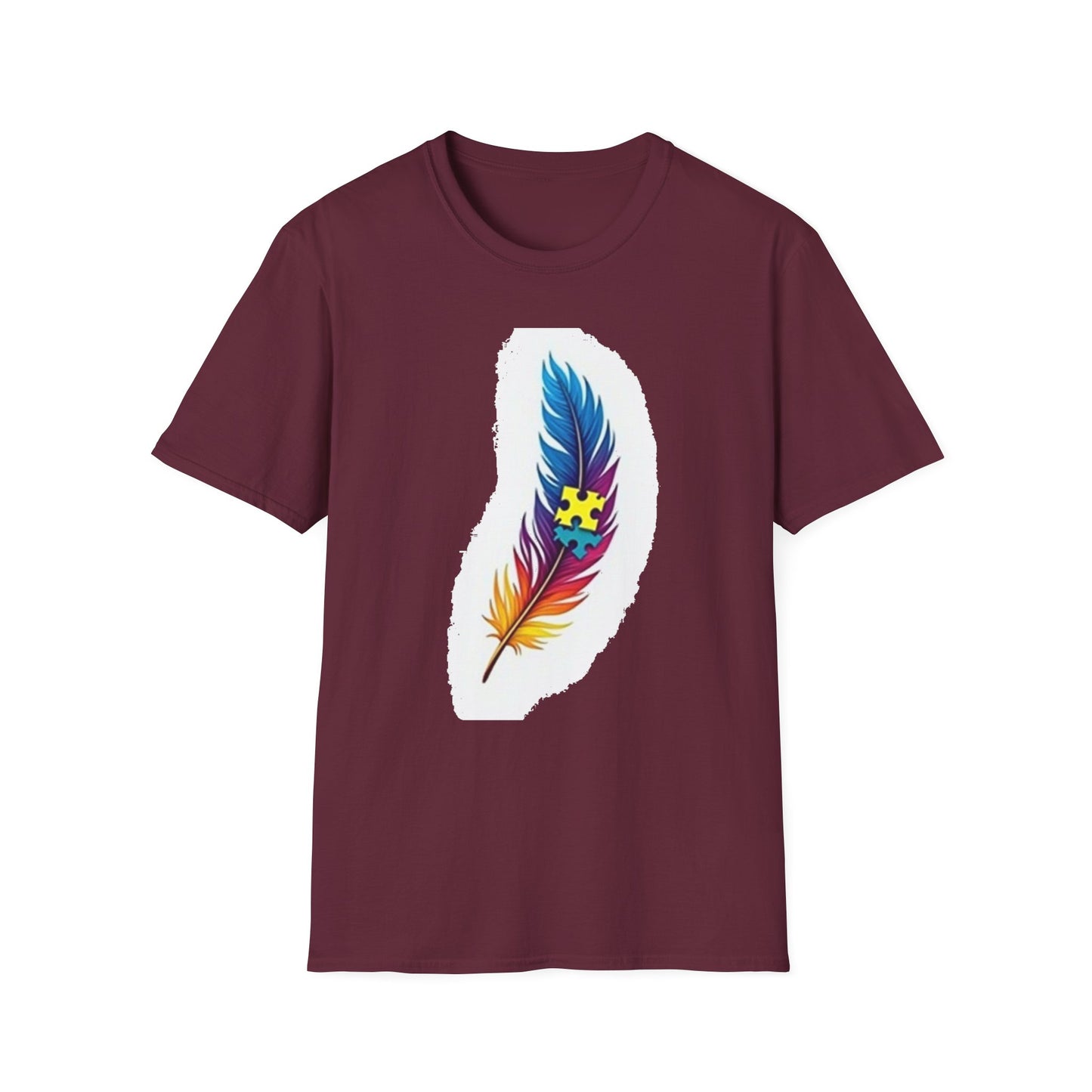 Autism Awareness Feather T-Shirt – Colorful Neurodiversity Puzzle Piece Tee