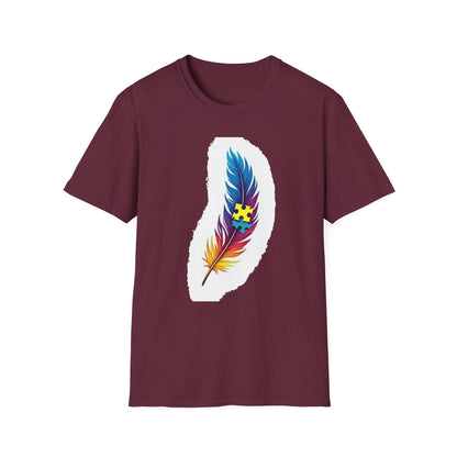 Autism Awareness Feather T-Shirt – Colorful Neurodiversity Puzzle Piece Tee