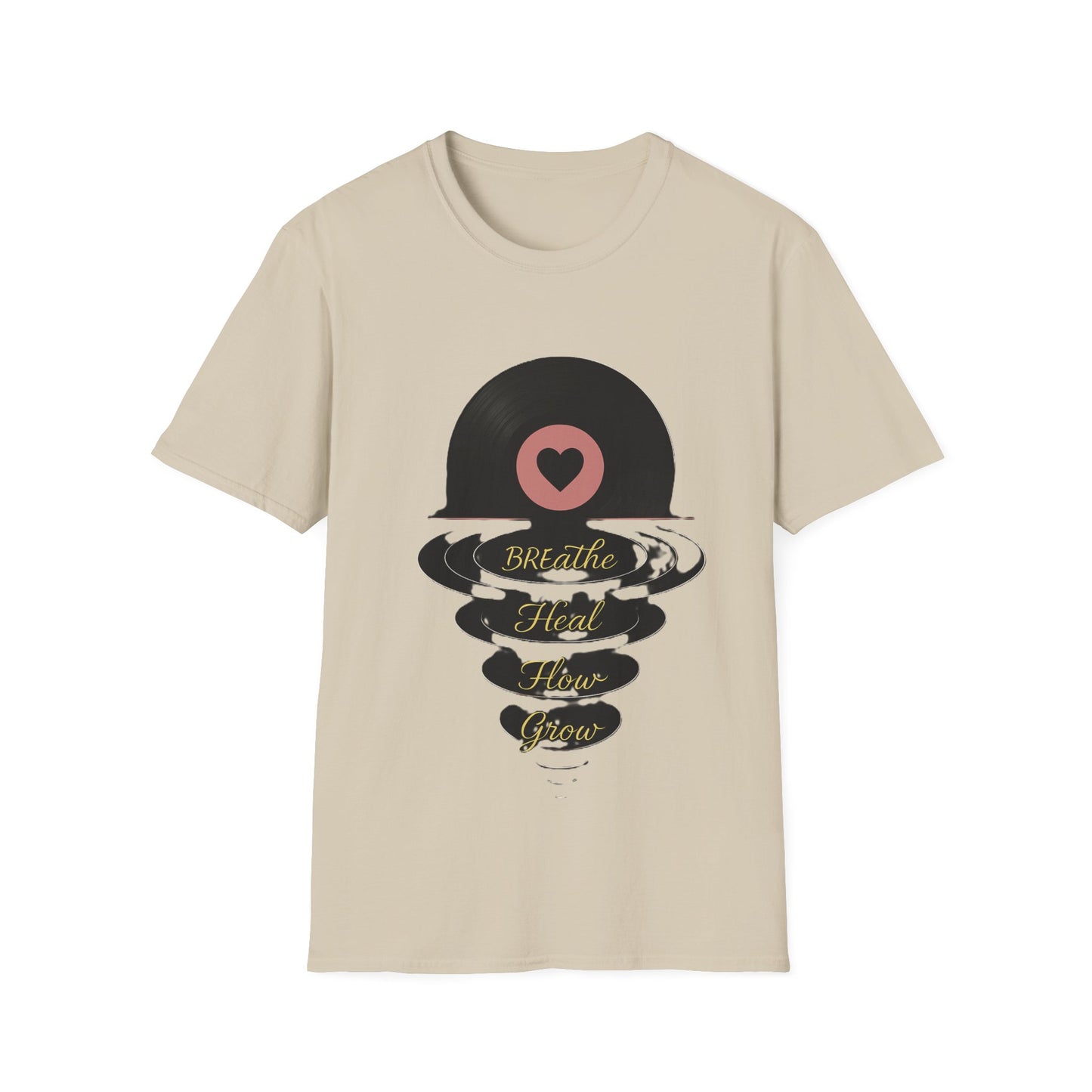 Breathe, Heal, How, Glow Shirt – Vinyl Record Design for Music and Healing Lovers