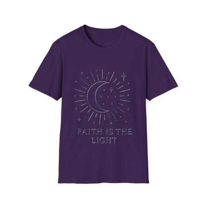 Faith Is the Light Christian T-Shirt – Minimalist Moon Faith Inspirational Shirt
