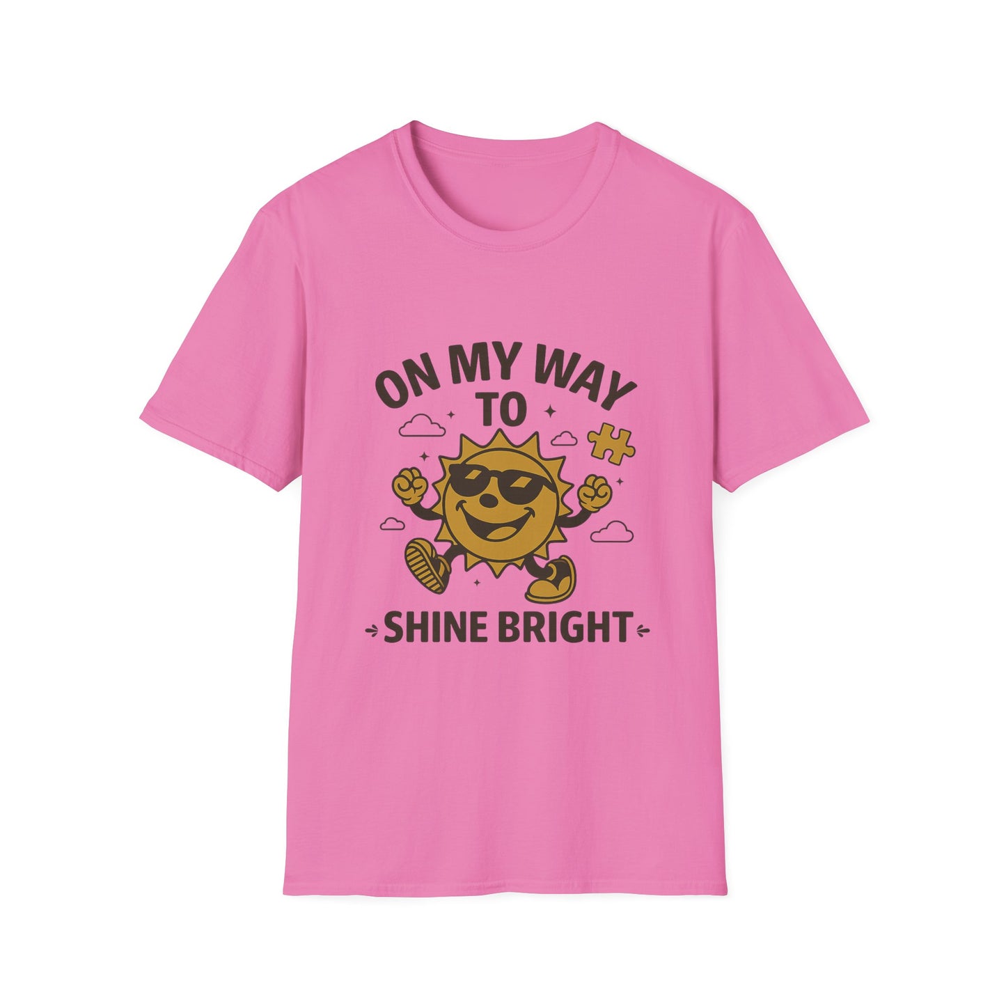 On My Way to Shine Bright Autism Awareness T-Shirt – Motivational Puzzle Piece Design for Neurodiversity and Inclusion