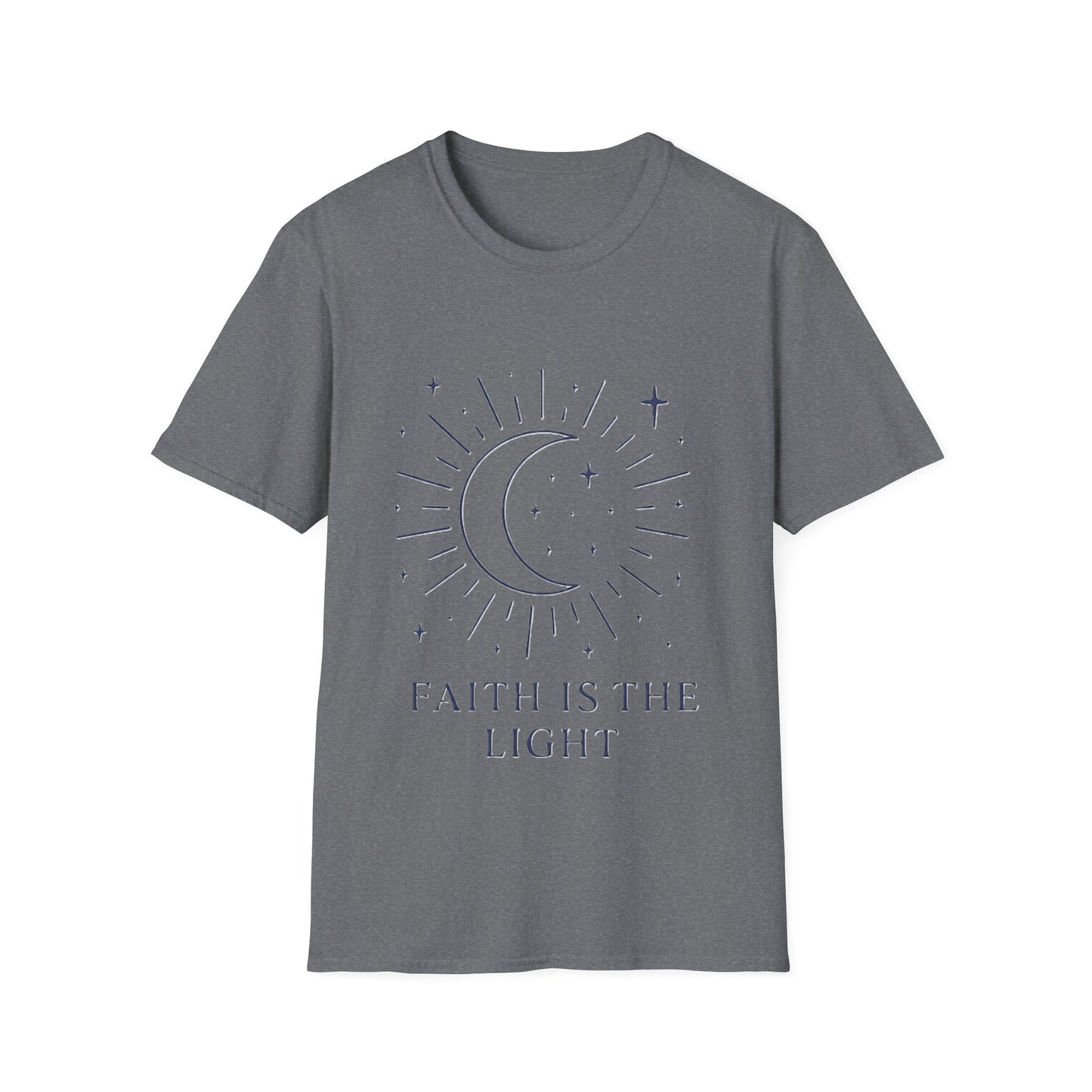 Faith Is the Light Christian T-Shirt – Minimalist Moon Faith Inspirational Shirt