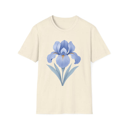 Blue Iris Flower Shirt – Minimal Botanical Floral Graphic T-Shirt