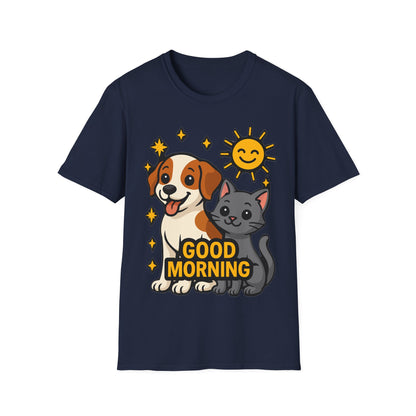 Good Morning Dog and Cat T-Shirt – Cute Pet Lovers Tee