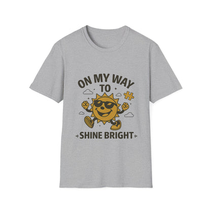 On My Way to Shine Bright Autism Awareness T-Shirt – Motivational Puzzle Piece Design for Neurodiversity and Inclusion
