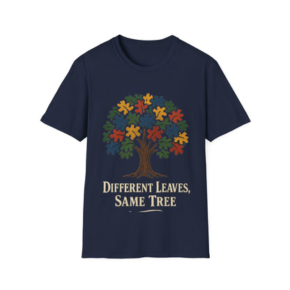 Puzzle Piece Tree T-Shirt | Autism Awareness Inclusion Tee | Different Leaves Same Tree Neurodiversity Shirt