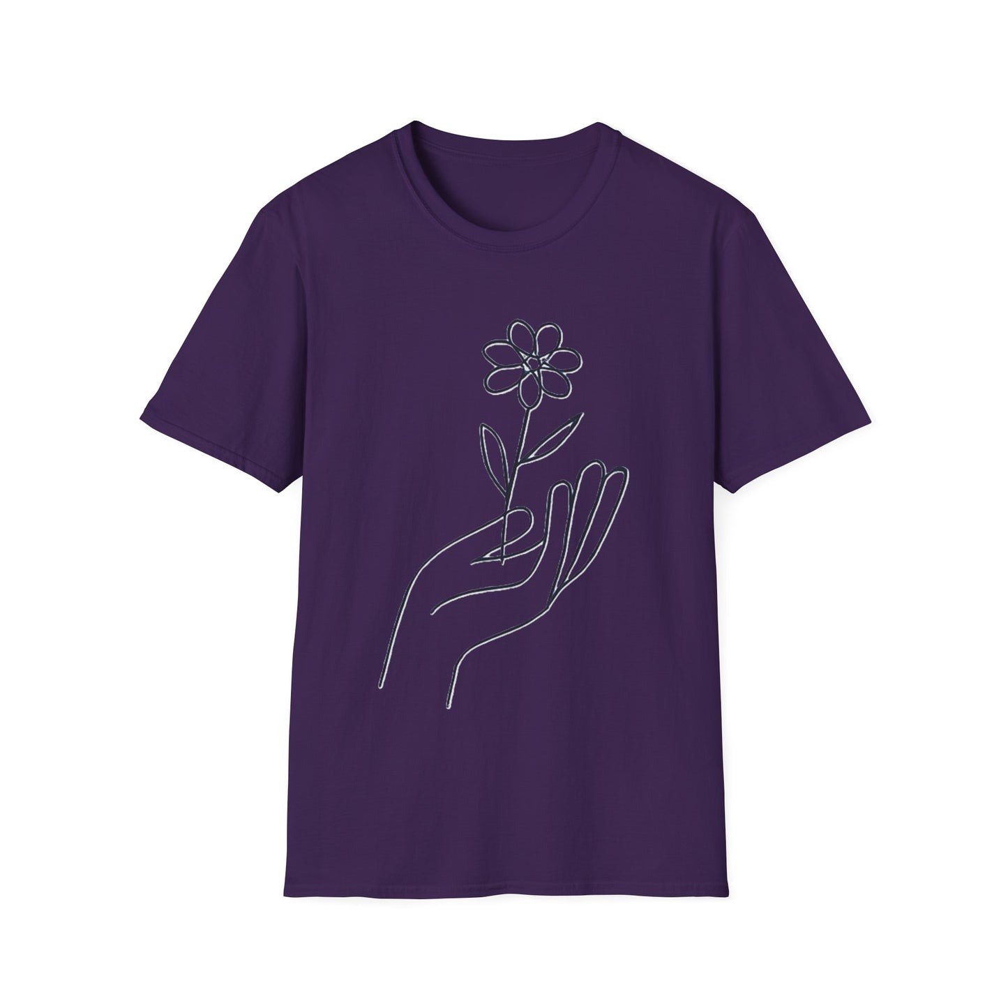 Gentle Care Flower Hand Line Art T-Shirt – Minimalist Kindness Tee  Alt title option: