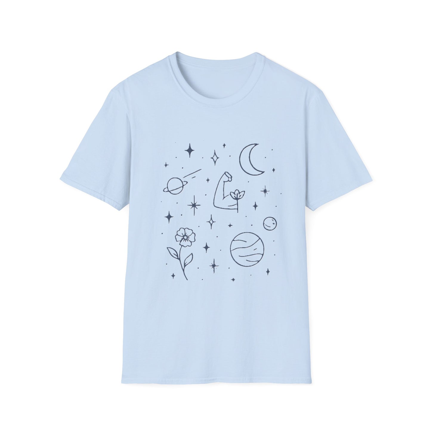 Cosmic Strength Line Art T-Shirt – Feminine Power & Self Growth Tee