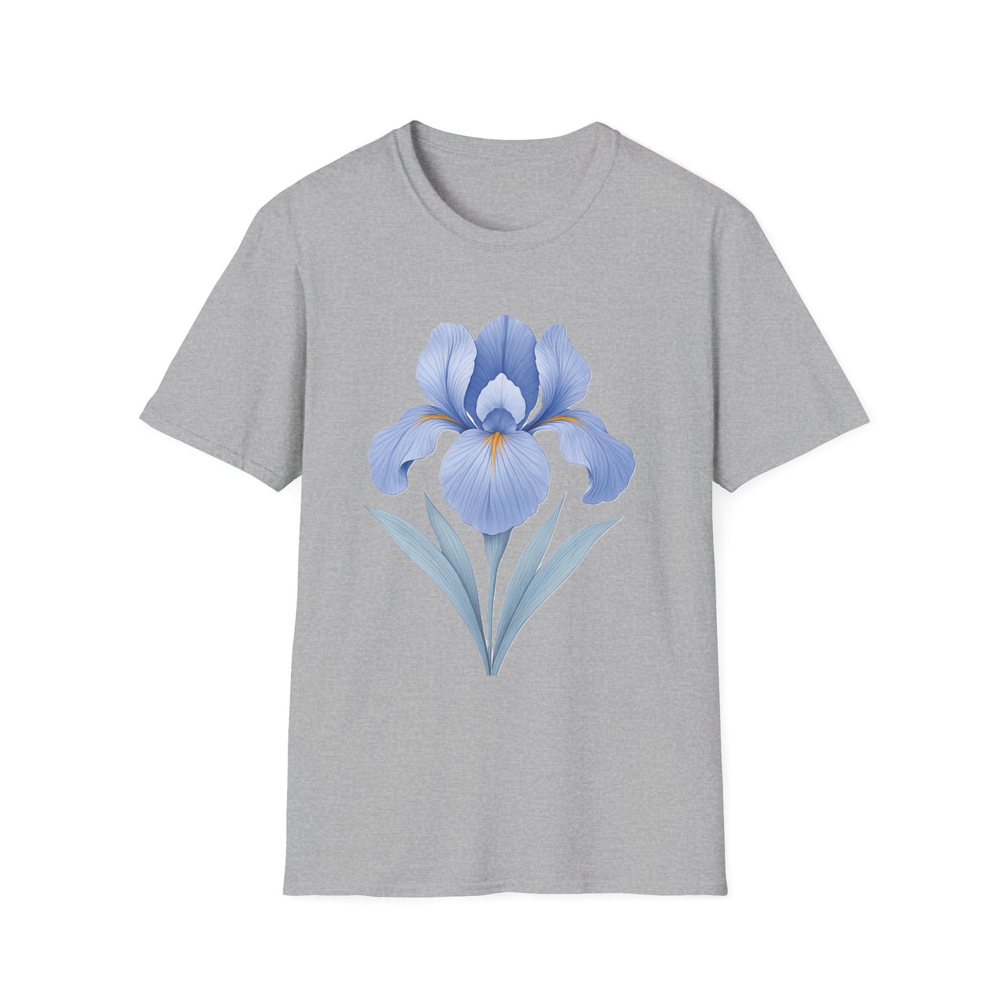 Blue Iris Flower Shirt – Minimal Botanical Floral Graphic T-Shirt