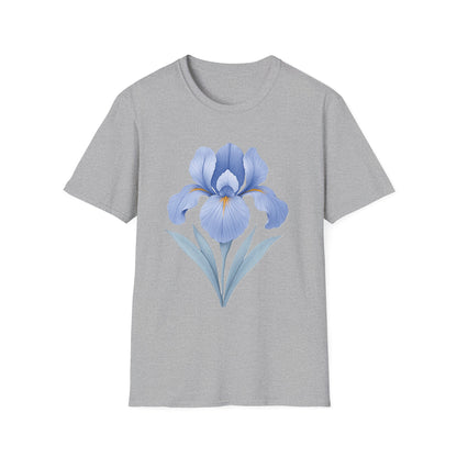 Blue Iris Flower Shirt – Minimal Botanical Floral Graphic T-Shirt