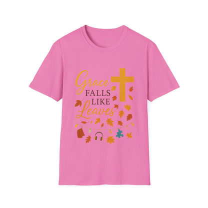 Grace Falls Like Leaves Christian Shirt – Fall Faith Cross T-Shirt