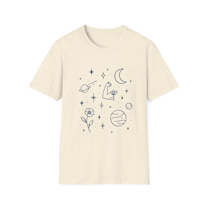 Cosmic Strength Line Art T-Shirt – Feminine Power & Self Growth Tee