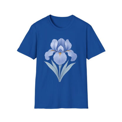 Blue Iris Flower Shirt – Minimal Botanical Floral Graphic T-Shirt