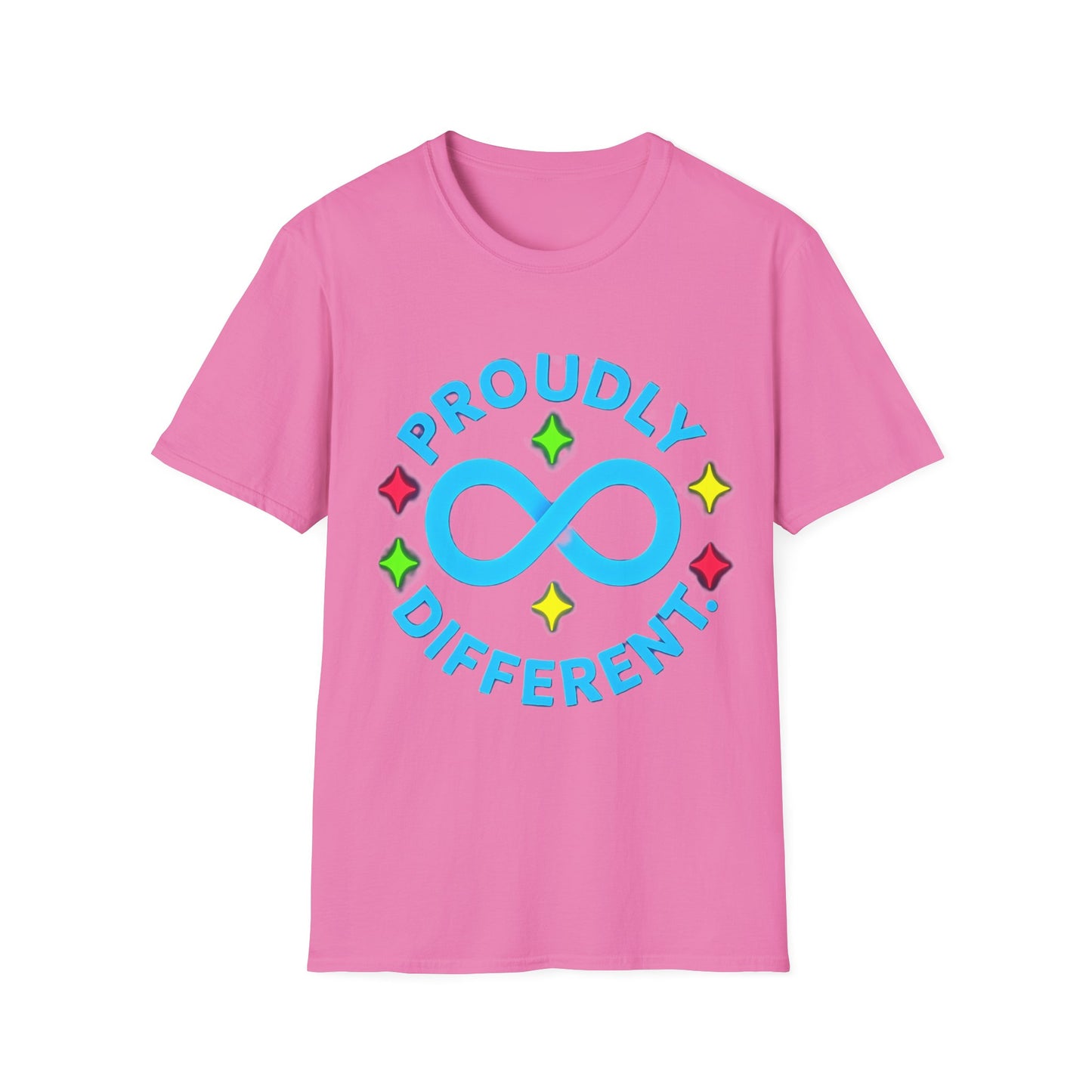 Proudly Different T-Shirt – Colorful Infinity Design for Empowerment
