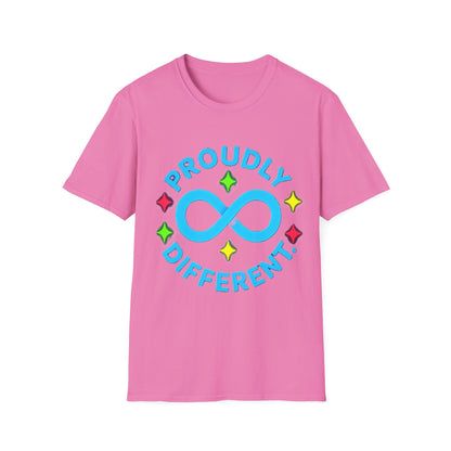 Proudly Different T-Shirt – Colorful Infinity Design for Empowerment