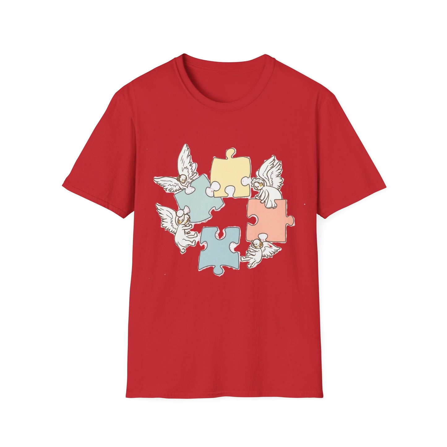 Guardian Angel Autism Awareness T-Shirt | Pastel Puzzle Piece Graphic Tee | Neurodiversity Support Gift for Parents