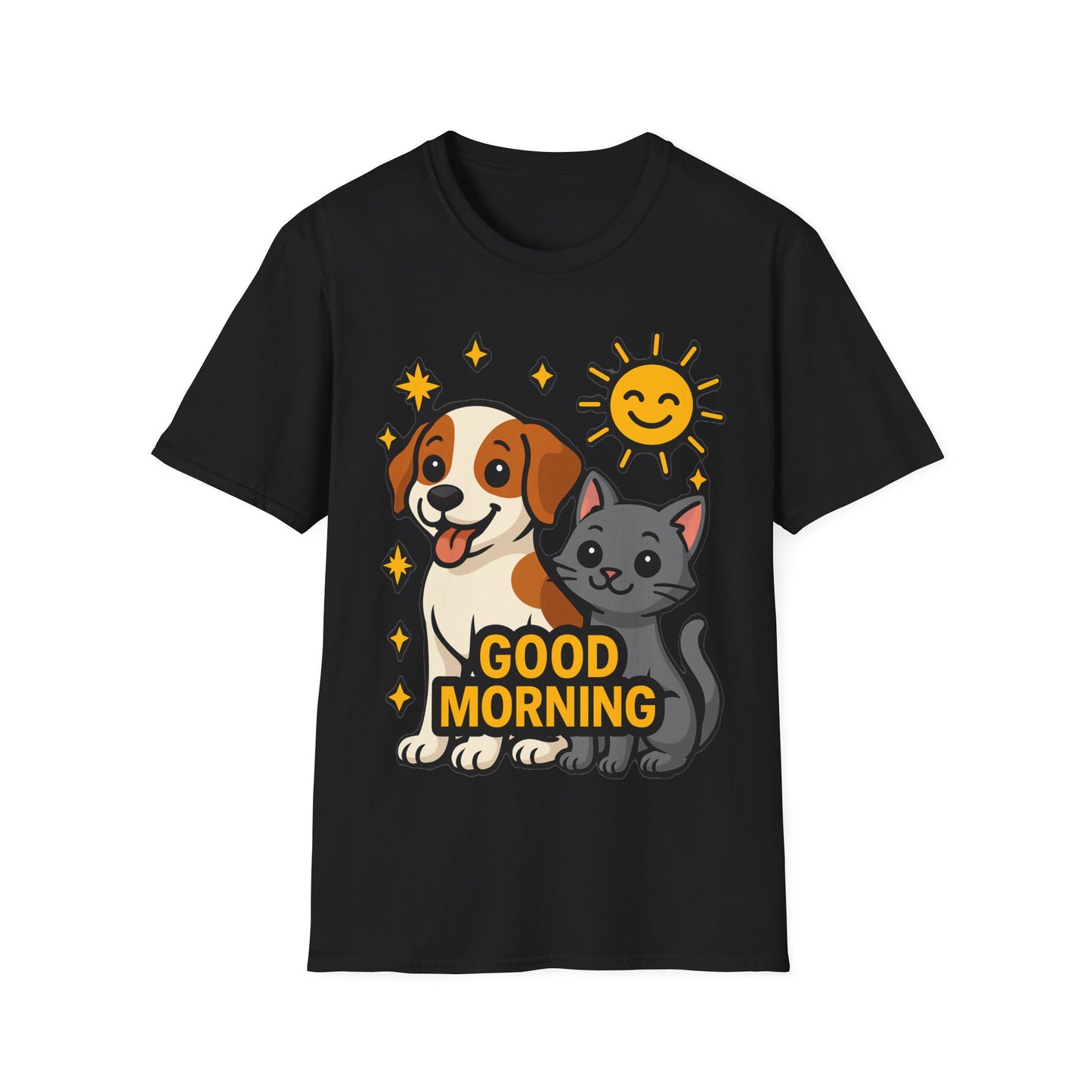 Good Morning Dog and Cat T-Shirt – Cute Pet Lovers Tee