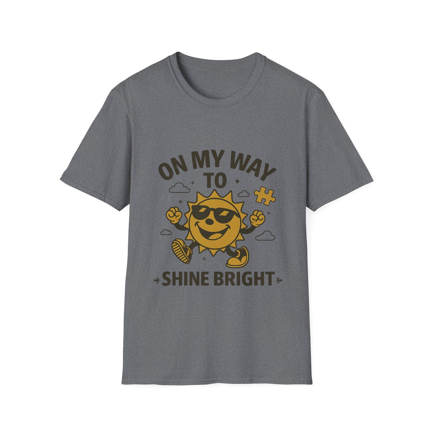 On My Way to Shine Bright Autism Awareness T-Shirt – Motivational Puzzle Piece Design for Neurodiversity and Inclusion