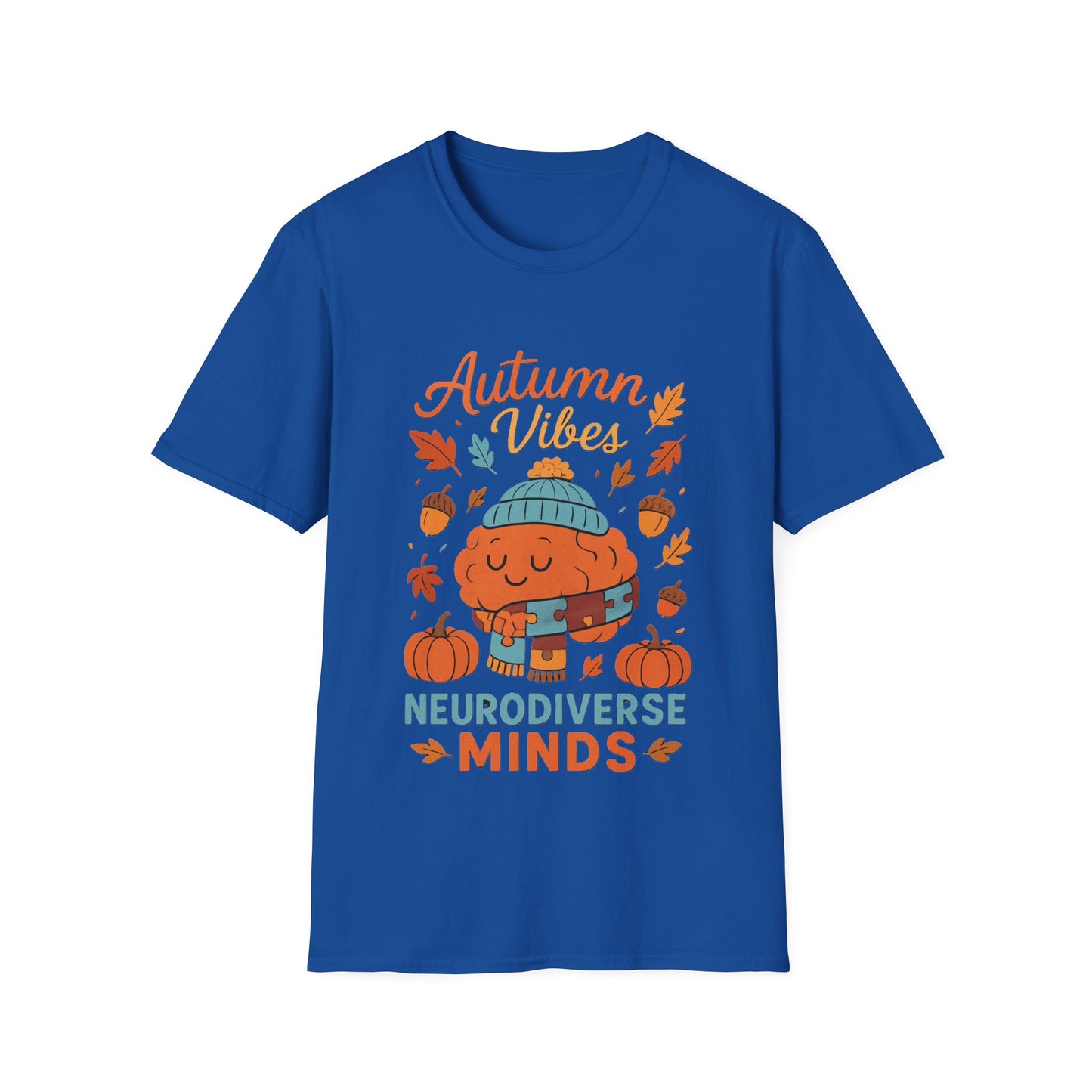 Autumn Vibes Neurodiverse Minds T-Shirt | Fall Brain Awareness Tee | Cozy Neurodivergent Aesthetic Shirt